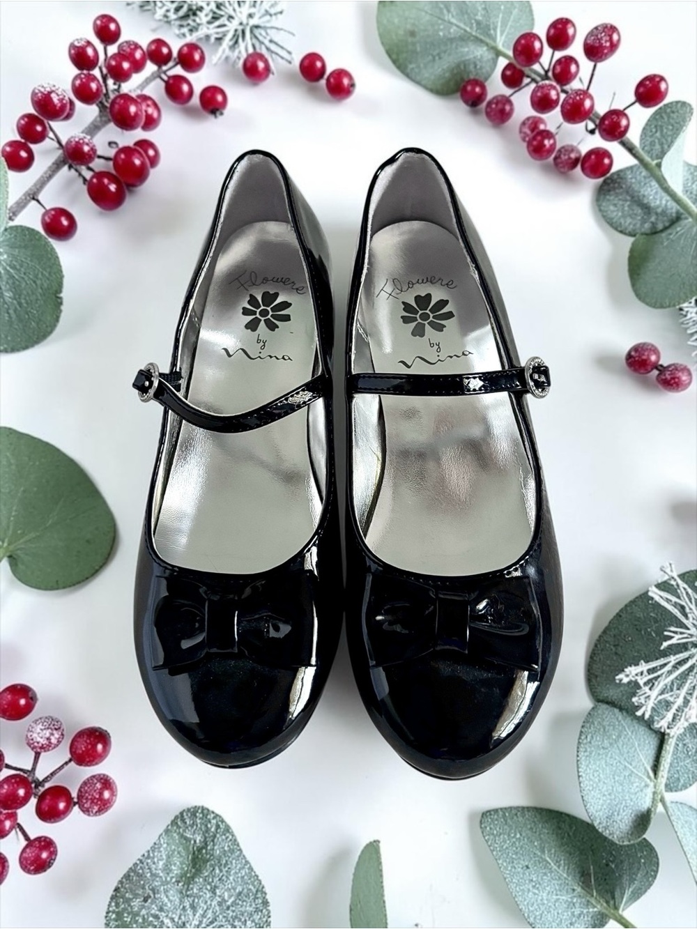Flowers by Nina Little Girls Black Patent Dress Heels Size 2 - Picture 7 of 13